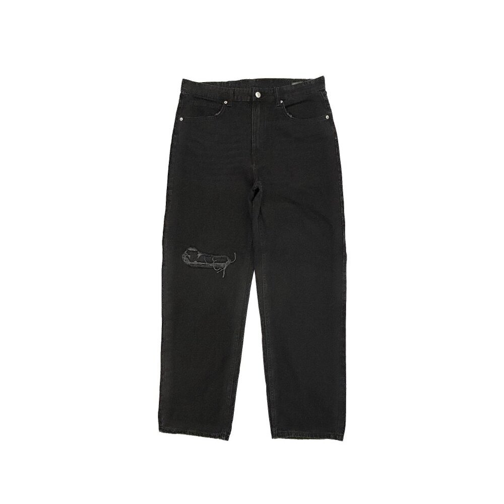 &Denim 90's Straight Ultra High Rise Distressed Women's size 12 Black Denim Jean